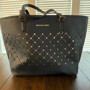 Michael Kors Navy and Gold shoulder bag